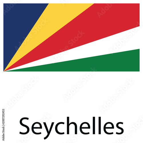 Official national flag of seychelles with name text isolated seychelles national patriotic identity sovereign diagonal government geography colorful independence politics