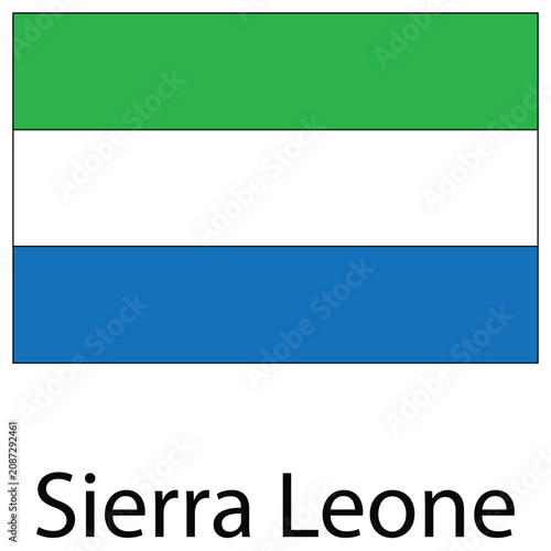 National flag of sierra leone with horizontal green white and blue stripes national horizontal sovereignty patriotic identity political official patriotism illustration