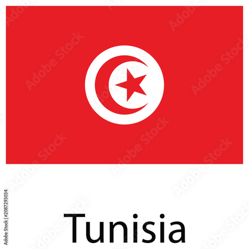 National flag of tunisia a red crescent and star inside a white circle on red background tunisian national crescent patriotic government sovereignty independence