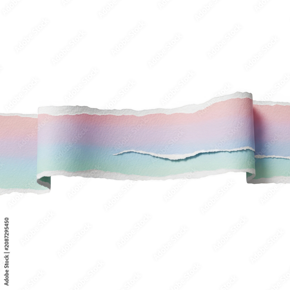 Obraz premium Torn paper strip with pastel colors on transparent background