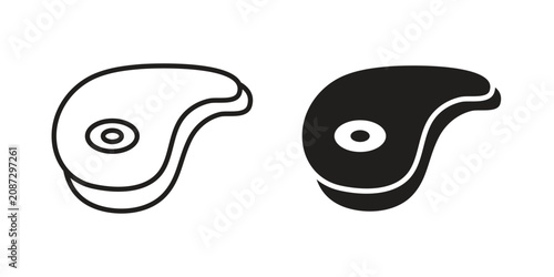 Steak icon for mobile application, button and website design.