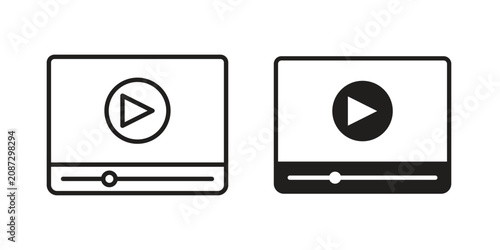 Video tutorial icon for mobile application, button and website design.