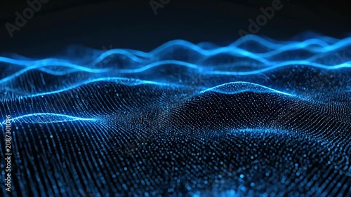 Futuristic Digital Wave Pattern with Glowing Blue Lines.
