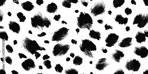 Bild auf Leinwand Black and white spotted pattern irregular brushstroke texture