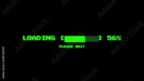 Classic retro green 8-bit loading bar with glowing pixel interface. Transparent alpha channel, perfect for game UI, overlays, streaming, motion graphics, and retro digital projects.