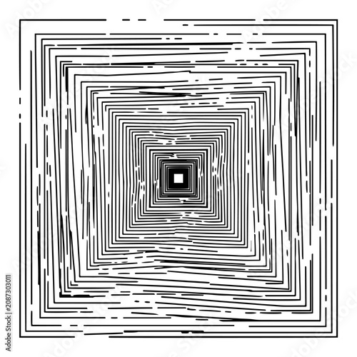 Obraz na plátně Concentric square tunnel with infinite perspective and geometric line art style