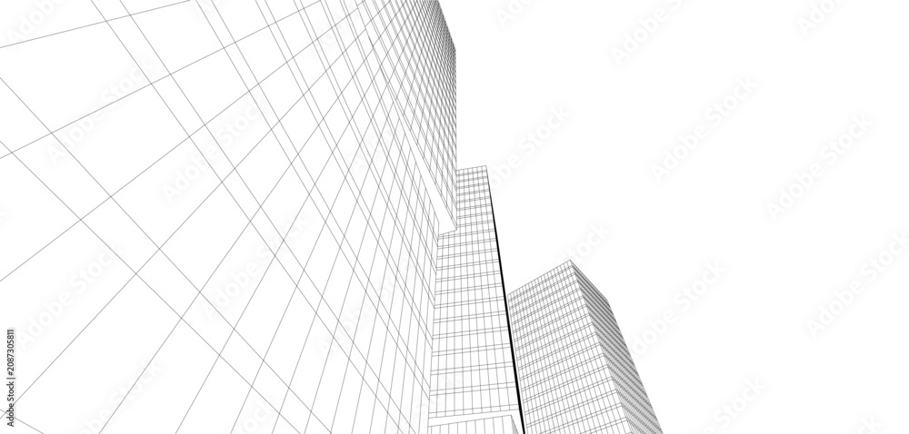 Fototapeta premium Abstract buildings architectural 3d drawing 
