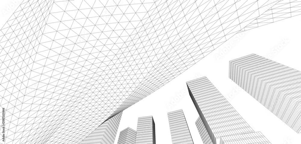 Obraz premium Abstract buildings architectural 3d drawing