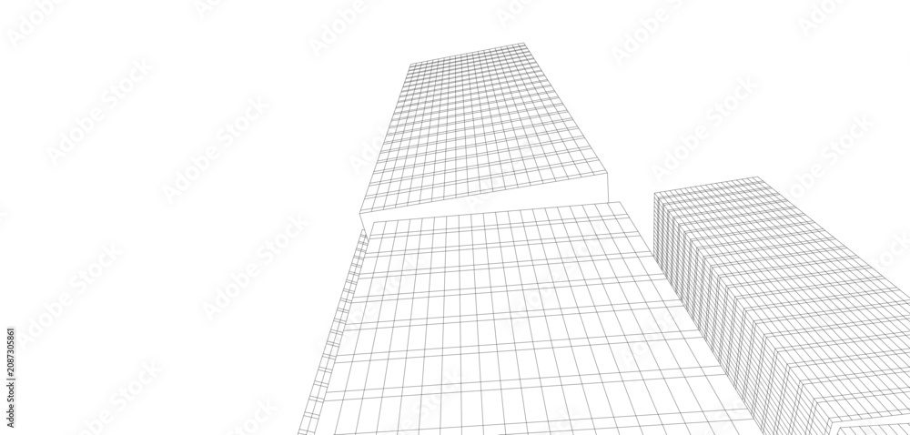Obraz premium Abstract buildings architectural 3d drawing