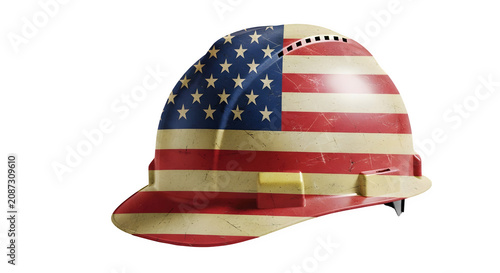 American flag hard hat patriotic construction safety gear isolated on transparent background