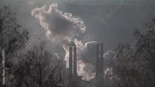 Environmental pollution caused by smoke emissions from the stacks of a large metallurgical plant