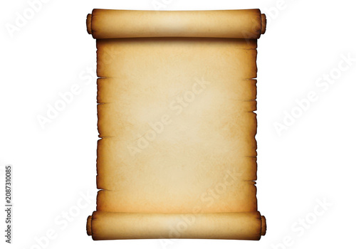Empty rolled parchment paper with golden edges