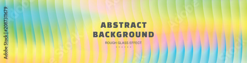 Abstract horizontal banner in a modern rainbow style with a raw glass effect. Bright wavy lines and refractive effect. Ideal for website headers or digital backgrounds, vector illustration
