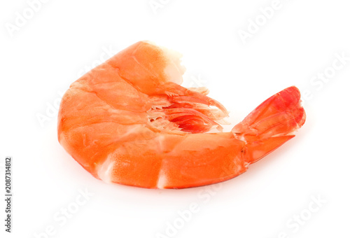 Obraz na płótnie One delicious cooked shrimp isolated on white