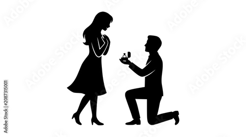 Foto Silhouette of man proposing marriage woman