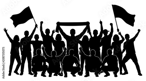 Принти на полотні Group of cheering sports fans silhouette