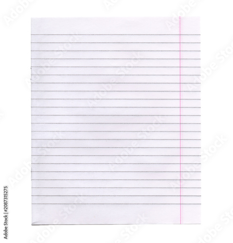 Bild auf Leinwand School copybook lined sheet isolated on black background for education presentat