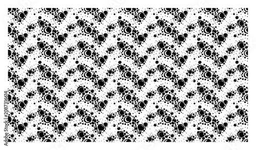Canvastavla Bubbles and circular dots arranged in zigzag wave seamless pattern in minimalist