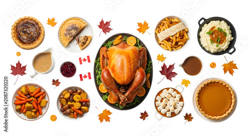 Canadian thanksgiving dinner isolated on transparent background