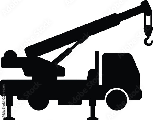 Silhouette vector construction crane truck for heavy industrial work design