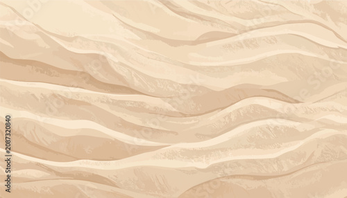 Quadro su tela Abstract vector background featuring flowing beige sand dunes texture with elegant organic wave patterns, soft light shadows, and a minimalist neutral desert aesthetic for modern graphic design