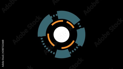 Abstract Futuristic HUD Circle Animation with Alpha Channel