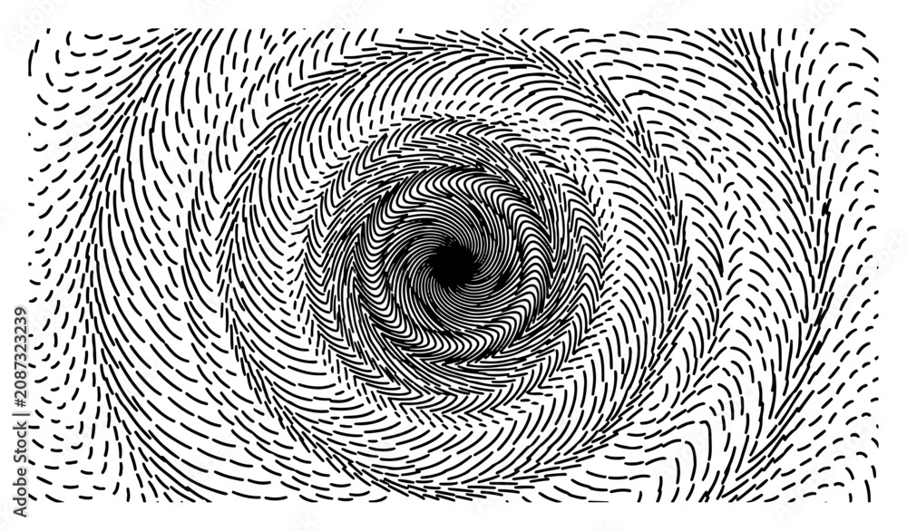 Photos vortex spiral pattern with dashed curved lines in hypnotic optical style