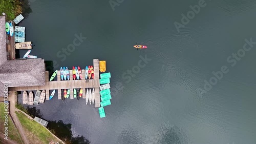 Aerial Drone View of Tyler State Park Lake, Texas – Scenic Forest and Water Landscape