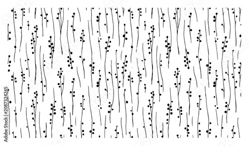 Foto Minimalist vertical branch pattern with delicate botanical stems and small berri