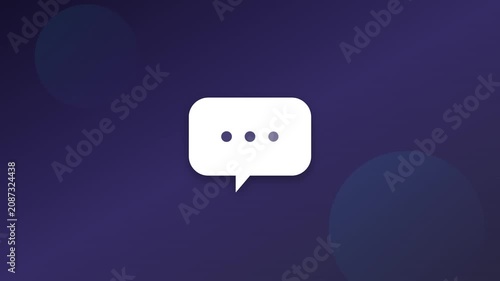 chat bubble comment icon with white typing dot animation
