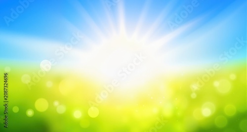 Nature sunny abstract summer background with sun
