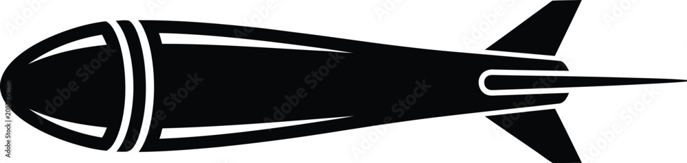 Fototapeta premium Silhouette vector weapon missile projectile isolated on simple creative design
