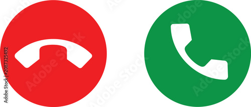 фотографія Two circular phone one red with a hang-up symbol and one green with an answer sy