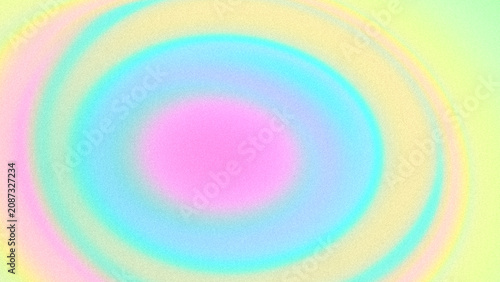 Grainy abstract pastel rainbow gradient background with concentric oval shapes in cotton candy colors: pink, cyan, soft yellow, mint, light green, pale purple. Dreamy iridescent backdrop, copy space