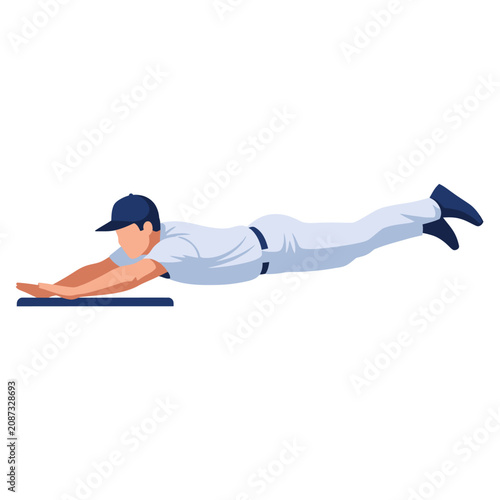Vector illustration of a professional athlete runner performing a dramatic headfirst dive across the finish line during a competitive track and field race event.