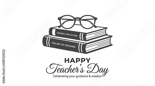 Happy teachers day illustration with glasses and books