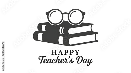 Happy teachers day glasses on books illustration
