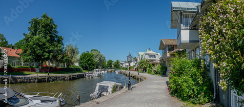 Scenic and idyllic town of Trosa in Sweden at summer