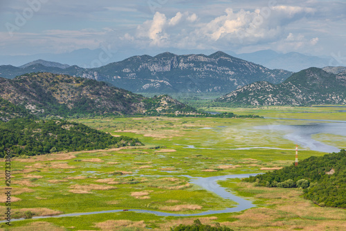 Skadar Lake National Park wetlands landscape in Montenegro
