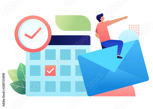 Business Schedule business concept with people, vector flat illustration of business schedule for web and app landing page design