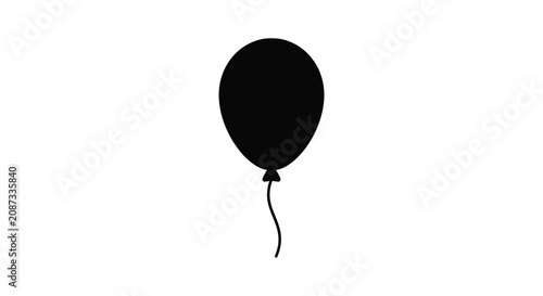 Canvastavla Black balloon silhouette on a white background simple graphic design element
