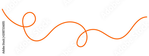 Obraz na plátně Continuous orange line drawing with curly loops and smooth wave curves