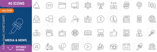 Fotografía Media and news icon set