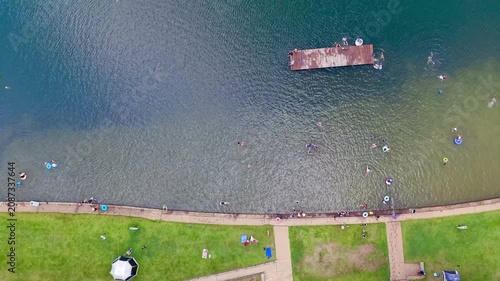 Aerial Drone View of Tyler State Park Lake, Texas – Scenic Forest and Water Landscape