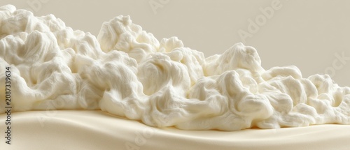 Cream piled on a smooth surface in a light setting during a food preparation scene