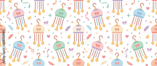 Billede på lærred Cute Kawaii Wind Chime Pattern
