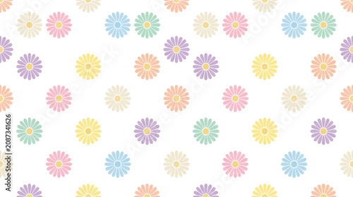 Cute pastel daisy pattern, seamless floral background, vintage style