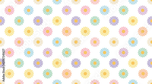 Pastel Daisy Flower Pattern - Seamless Repeat Background