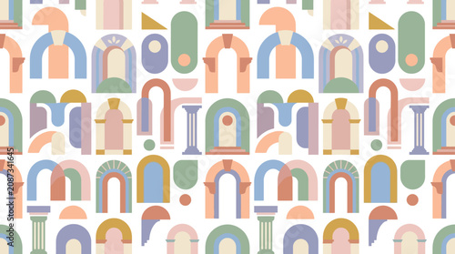 Abstract Geometric Archways and Columns Pattern