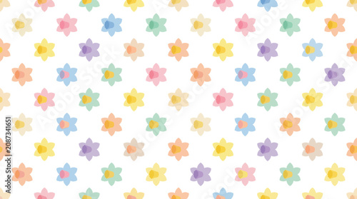 Soft Pastel Star Pattern Background, Gentle Watercolor Texture, Repeating Floral Motifs